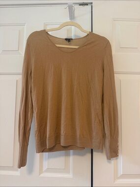 Talbots Scoop Neck Long Sleeve Sweater in Camel Brown